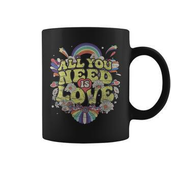 Hippie Peace Love Flower Power Retro Festival Protest Coffee Mug - Monsterry