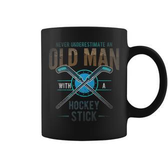 Hockey Or Never Underestimate An Old Man With Hockey Stick Coffee Mug - Seseable