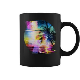 Holographic Glitch Tropical Island Men Coffee Mug - Monsterry UK