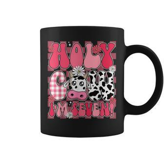 Holy Cow I'm Seven 7 Years Old 7Th Birthday Girl Groovy Coffee Mug - Monsterry UK