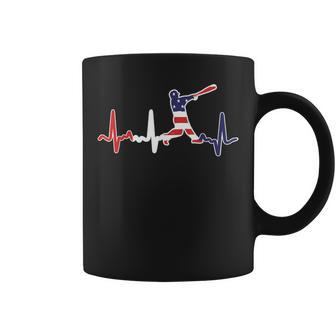 Home Run Baseball Flag Baseball Heartbeat Coffee Mug - Thegiftio UK
