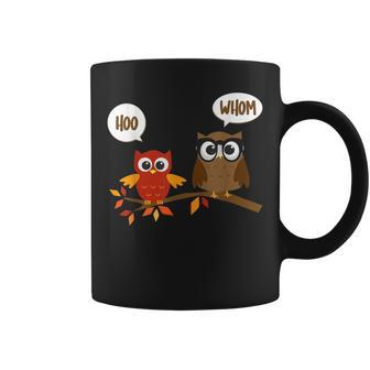 Hoo Who Whom Owl Grammar Coffee Mug - Monsterry