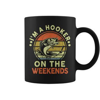 Hooker On Weekend Dirty Adult Humor Bass Dad Fishing Coffee Mug | Seseable CA