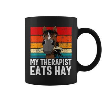 Horse Lover Equestrian Therapist Eats Hay Horse Coffee Mug - Seseable
