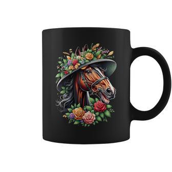 Horse Lover Women's Horse Wearing Derby Hat Coffee Mug | Mazezy DE