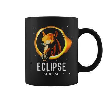 Horse Wearing Solar Eclipse Glasses Total Solar Eclipse 2024 Coffee Mug - Monsterry