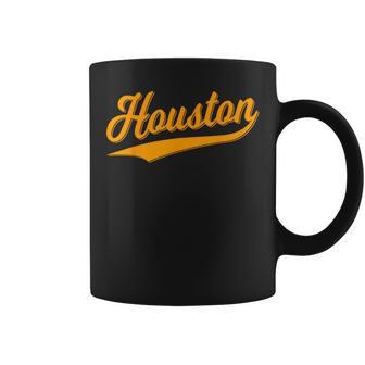 Houston Sports Script Cursive Classic Texas Flag Swoosh Coffee Mug - Monsterry UK