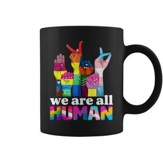 We Are All Human Lgbt Flag Gay Pride Month Transgender Flag Coffee Mug - Monsterry DE