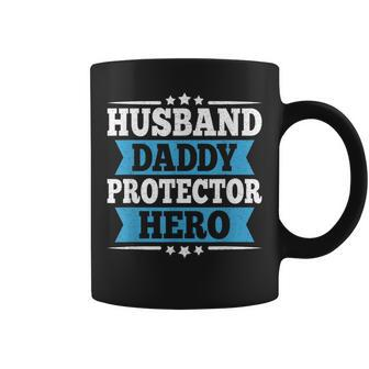 Husband Daddy Protector Hero Dad Papa Vintage Fathers Day Coffee Mug - Seseable