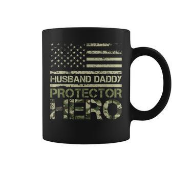 Husband Daddy Protector Hero Fathers Day American Flag 2024 Coffee Mug - Thegiftio UK