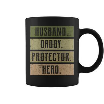 Husband Daddy Protector Hero Fathers Day From Wife Dad 2024 Coffee Mug - Thegiftio UK