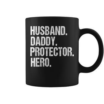 Husband Daddy Protector Hero Vintage Father's Day Dad Papa Coffee Mug - Thegiftio UK