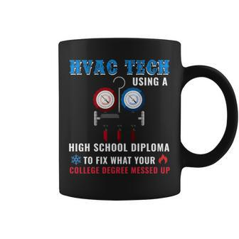 Hvac Tech High School Diploma Fix Messed Up College Degree Coffee Mug | Mazezy