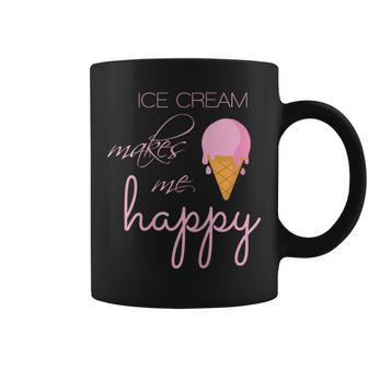Ice Cream Makes Me Happy Cute Summer Love Treats Cone Coffee Mug - Monsterry UK
