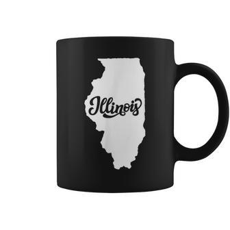 Illinois State Outline Retro Vintage Classic Font Coffee Mug - Monsterry UK