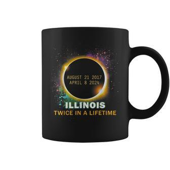 Illinois Total Solar Eclipse Twice In A Lifetime 2024 Coffee Mug - Monsterry