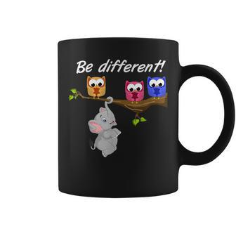 I'm Different Stay Different Slogan Owl Elephant Coffee Mug - Monsterry DE