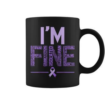 I'm Fine Fibromyalgia Warrior Fibro Awareness Purple Ribbon Coffee Mug - Monsterry DE