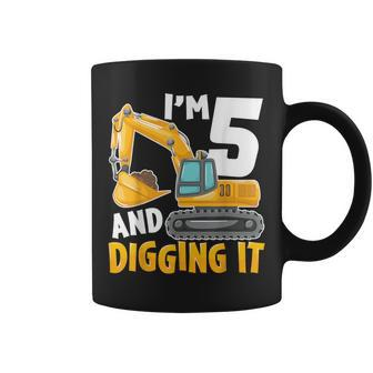 I'm Five 5 Year Old 5Th Birthday Boy Excavator Construction Coffee Mug | Mazezy