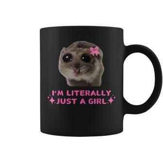 I'm Literally Just A Girl Sad Hamster Humour Meme Coffee Mug - Monsterry