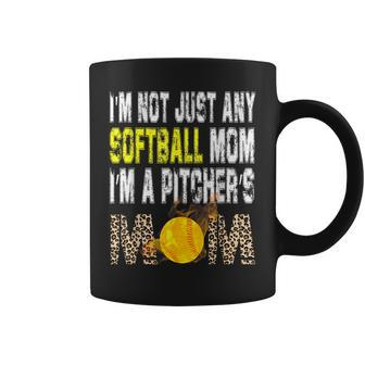 I'm Not Just Any Softball Mom I'm A Pitcher's Mom Leopard Coffee Mug - Seseable