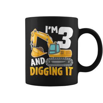 I'm Three 3 Year Old 3Rd Birthday Boy Excavator Construction Coffee Mug | Mazezy