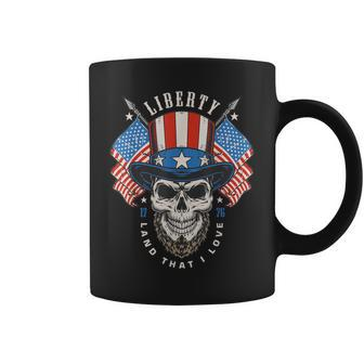 Independence Day 4Th July Usa Flag America Liberty Skull Coffee Mug - Monsterry AU