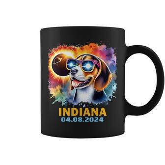 Indiana Total Solar Eclipse 2024 Beagle Dog Colorful Coffee Mug - Monsterry DE