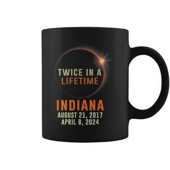 Indiana Total Solar Eclipse Twice In A Lifetime 2024 Coffee Mug | Mazezy