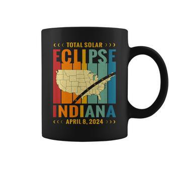 Indiana Vintage Path Of Totality Solar Eclipse April 8 2024 Coffee Mug - Seseable