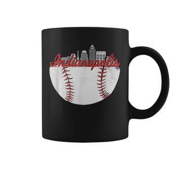Indianapolis Skyline Cityscape Baseball Retro Vintage Coffee Mug - Seseable