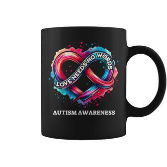 Infinity Heart Love Needs No Words Autism Awareness Tie Dye Coffee Mug | Mazezy AU