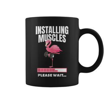 Installing Muscles Flamingo Exercise Fitness Motivation Coffee Mug - Monsterry UK