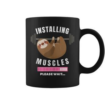 Installing Muscles Sloth Weight Lifting Fitness Motivation Coffee Mug - Monsterry UK
