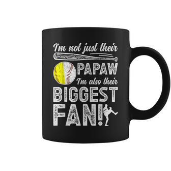 Their Biggest Fan Softball Baseball Papaw Grandpa Coffee Mug - Monsterry