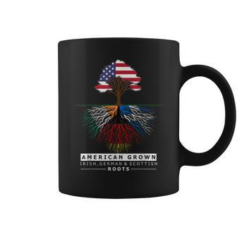 Irish German Scottish Roots American Grown With Flag Coffee Mug - Monsterry AU