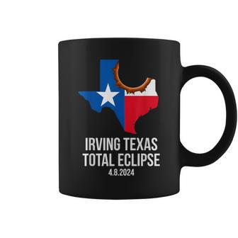 Irving Texas Total Eclipse 2024 Tx State Outline Texan Flag Coffee Mug - Monsterry