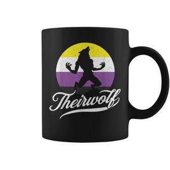 Theirwolf Non Binary Pride Nonbinary Nb Enby Flag Lgbtqia Coffee Mug - Monsterry AU