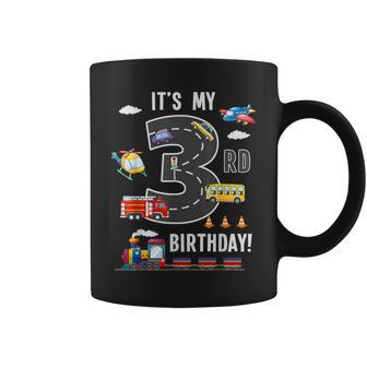 Its My 3Rd Birthday Boy 3 Bday Train Car Fire Truck Airplane Coffee Mug - Thegiftio UK