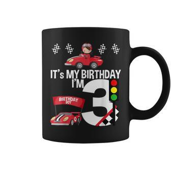 It's My 3Rd Birthday Race Car Theme Birthday 3 Yrs Old Coffee Mug - Monsterry