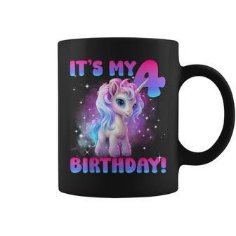 Its My 4Th Birthday Girl Unicorn Family Party Decorations Coffee Mug - Seseable
