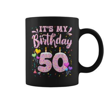 It's My 50Th Birthday Girl Doughnut Happy 50 Years Old Lady Coffee Mug - Thegiftio UK