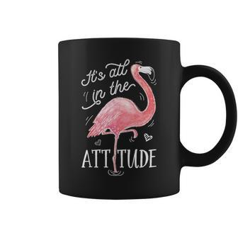 It's All In The Attitude Pink Flamingo Watercolor Coffee Mug | Mazezy