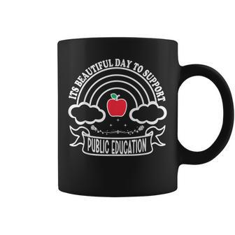 Its Beautiful Day To Support Public Education Teacher Red Coffee Mug | Mazezy DE