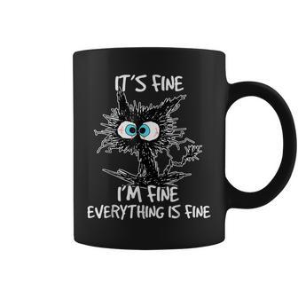 It's Fine I'm Fine Everything Is Fine Cat Coffee Mug - Thegiftio UK