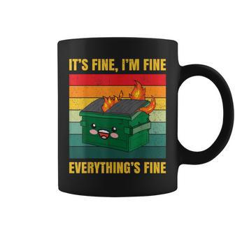 It's Fine I'm Fine Everything's Fine Lil Dumpster Fire Coffee Mug - Monsterry