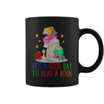 It's A Good Day To Read A Book Cute Elephant Reading Coffee Mug | Crazezy DE
