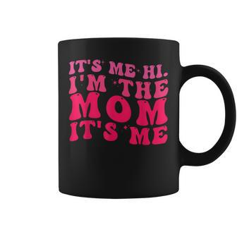 It's Me Hi I'm The Mom It's Me Pink Groovy Style Mom Coffee Mug - Monsterry
