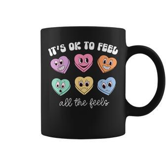 It's Ok To Feel All The Feels Heart Mental Health Awareness Coffee Mug - Monsterry