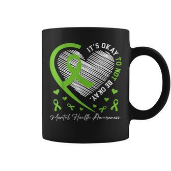 Its Okay To Not Be Okay Mental Health Awareness Ribbon Heart Coffee Mug - Monsterry